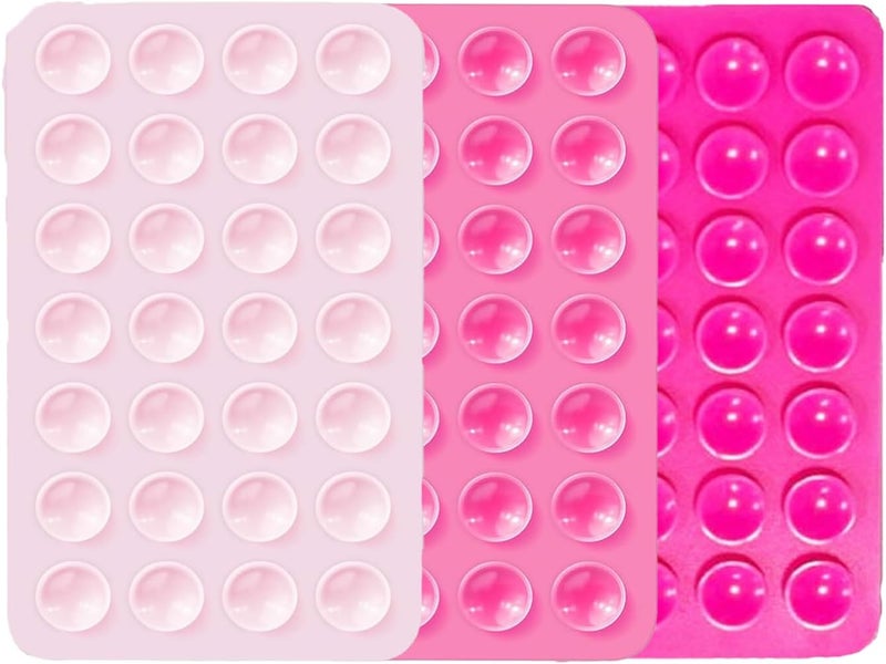 Rookii 3 PCS Double Sided Phone Suction Pad,Sticky Phone Case for Wall ands-Free Fidget Toy Mirror Shower,Suction Cup Holder for Car Mobile Power Supplies (Light Pink) - Image 1